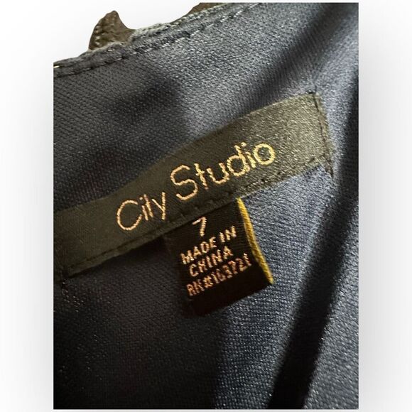 NWOT City Studio Womens Lace Fit & Flare Dress Navy Size 7 - Picture 9 of 12